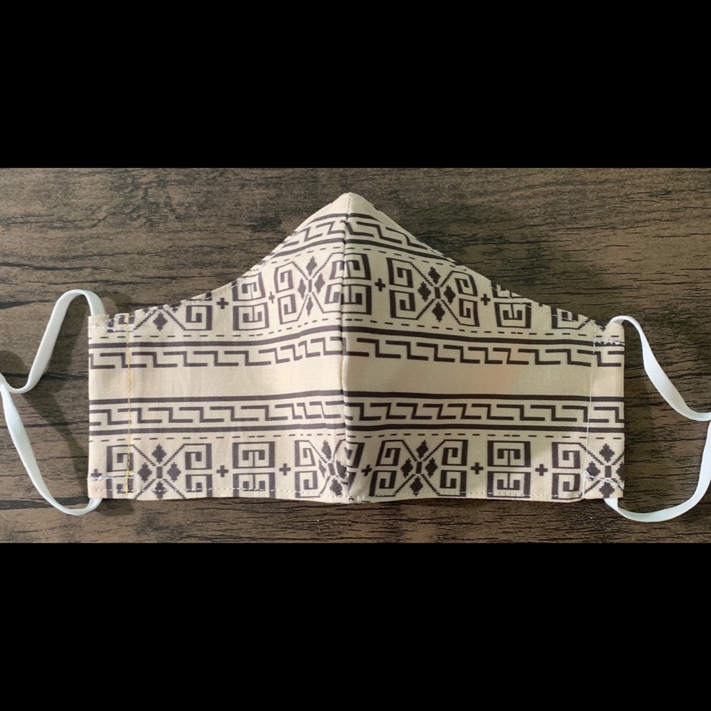 Fitted big lebowski mask with nose wire, filter pocket , and adjustable ear loop